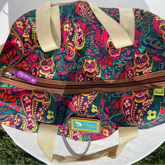 Lily Zen Lily Bloom Owl overnight duffle bag travel carryall - Picture 7 of 9